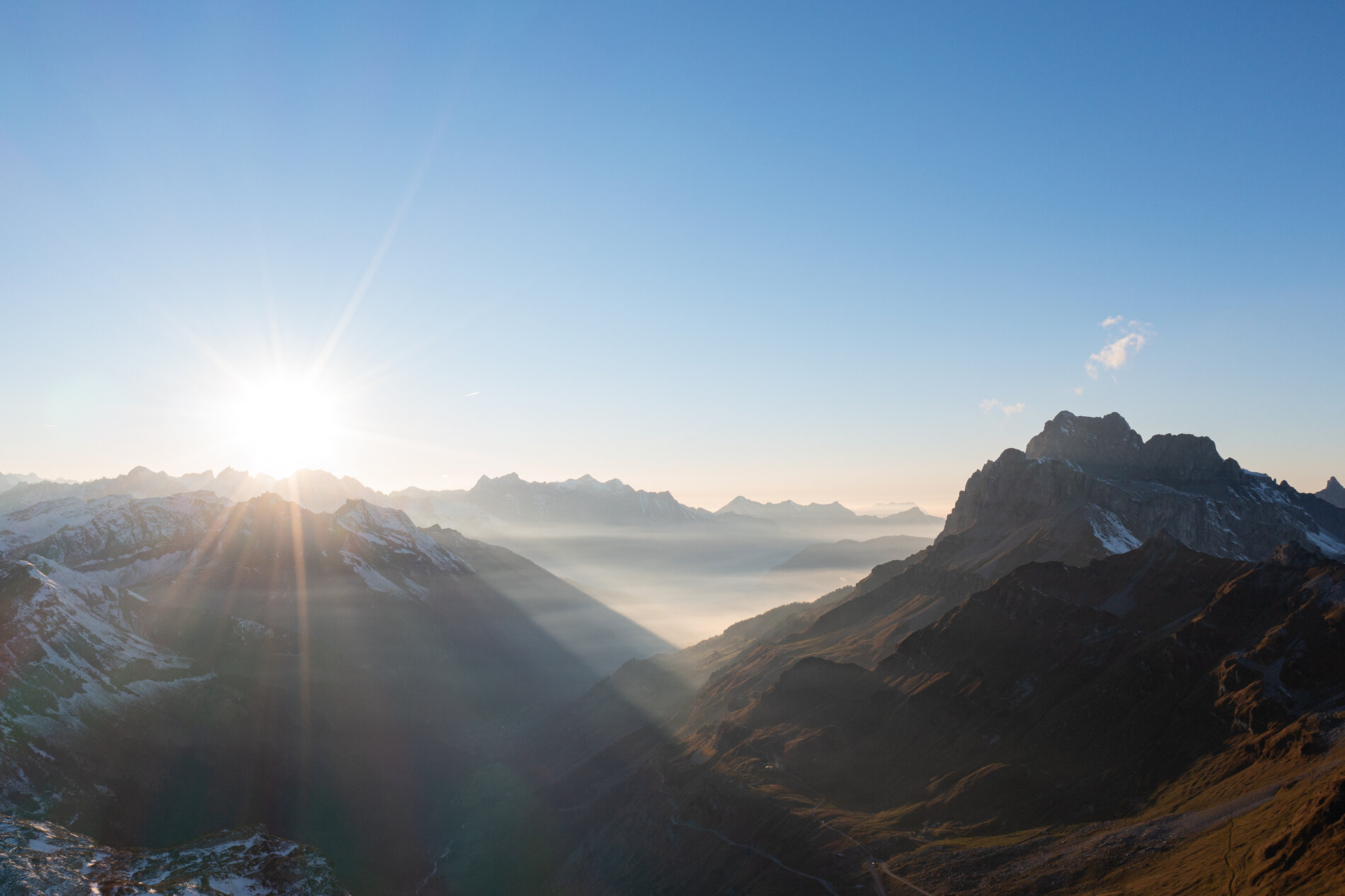 Panoramic view from a mountain to other mountains