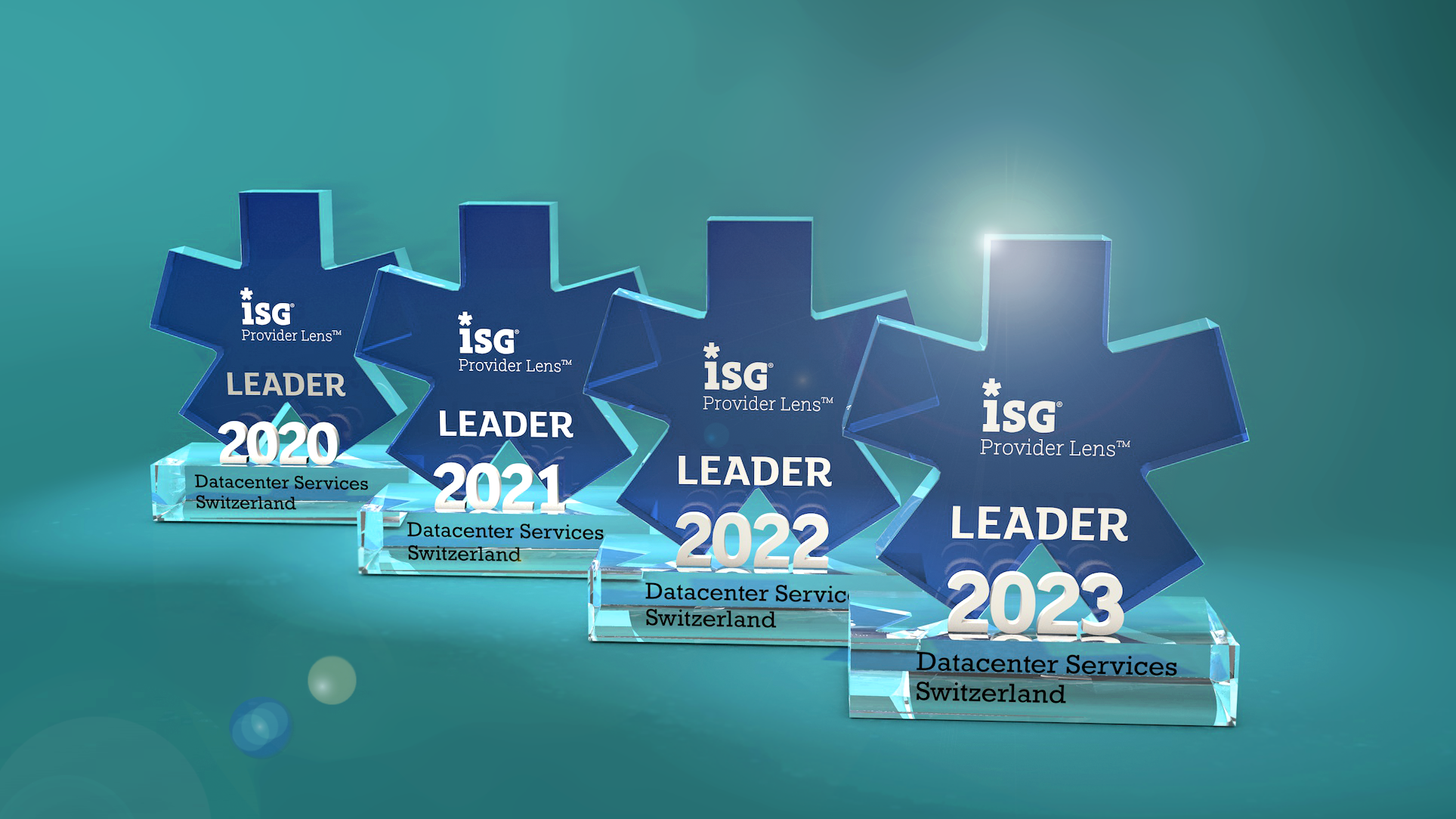 Grafik: 4 Pokale ISG Award als Datacenter Leaderin